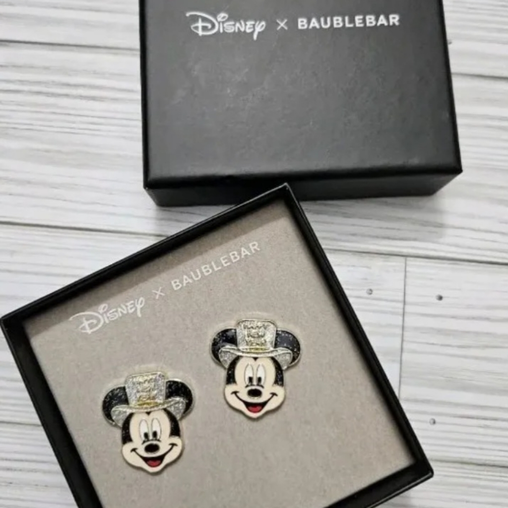 Nwt! Disney X Baublebar Happy New Year Mickey Mouse Earrings